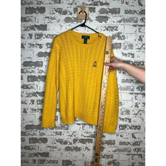 Ralph Lauren | women yellow vintage cable knit crewneck sweater - Picture 5 of 8